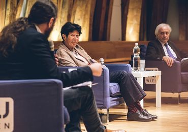 CAIML co-head Stefan Woltran with panelists Helga Nowotny and Gerhard Friedrich — Picture: Amélie Chapalain / TU Wien Informatics