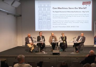 On the panel: Joseph Sifakis, Thomas Haigh, Edward A. Lee, Allison Stanger, and Michael Wiesmüller (fltr) — Picture: IWM