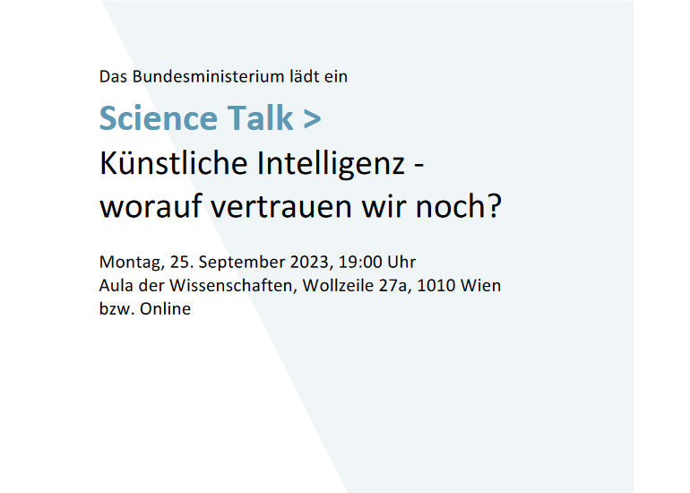 Science Talk: “Artificial Intelligence - What do we still trust in?”